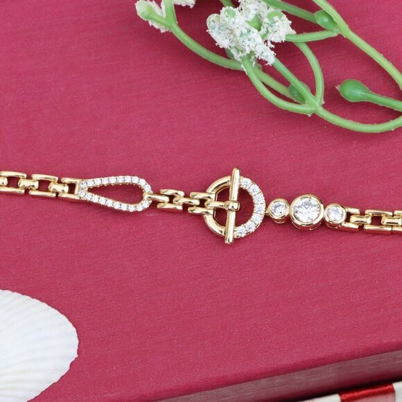 "Sparkling Designer Toggle Clasp Rose Gold Bracelet, XPBL0931 - Picture 12 of 12